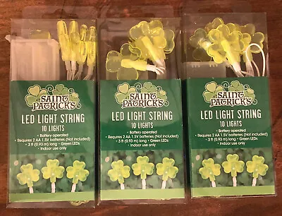 $19.54 • Buy Happy St. Patrick ‘s Day Green Shamrock Shaped LED String Lights Trio Bundle