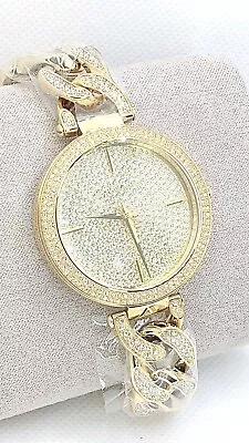 Mk4674 Michael Kors Gold Tone Catelyn Pave' Crystal Chain Link Women's Watch  • $149