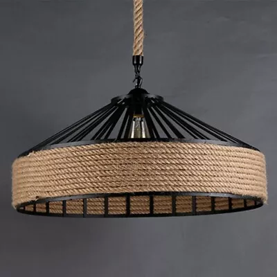 Natural Rustic Hemp Rope Ceiling Pendant Light Shade Lampshade Led Bulb Lamp • £1.89