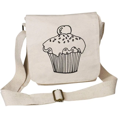 £11.99 • Buy 'Cherry Cupcake' Small Cotton Canvas Messenger Bag (MS00042638)