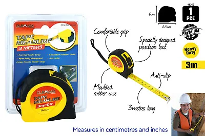 Measuring Tape Measure Steel Ruler Lock Rubber Grip Metric & Inch 3M NEW • $9.95