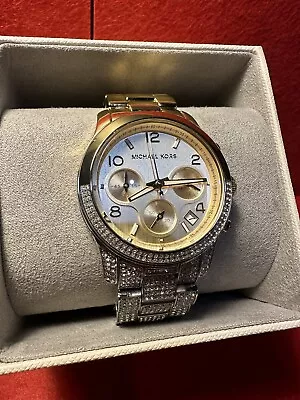 MICHAEL KORS MK7329 Women's Runway Chronograph Two-Tone Stainless Steel Watch • $190