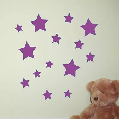 55 STAR Mixed Size Wall Stickers Wall Decals Window Stickers Art Baby Nursery • £2.69