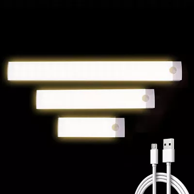 LED PIR Closet Light Motion Sensor Rechargeable USB Magnet Strip Cabinet Lamp UK • £4.41