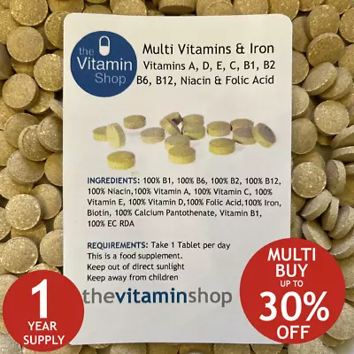 Multivitamins & Iron Tablets | X 360 -One A Day | Vegan Tablets For Women & Men. • £11.69