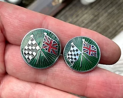 £8.99 • Buy Vintage Chequered Flags Pin Badges X 2 Motor Racing Car Motorcycle Bike Jacket