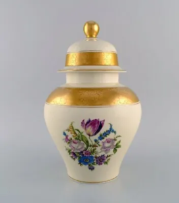 Large Rosenthal Lidded Vase In Cream-colored Porcelain With Hand-painted Flowers • $590