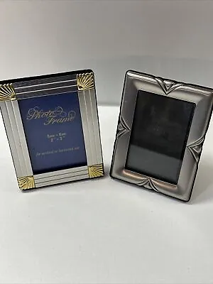 Lot 2 Metal Vintage Style Small Miniature Picture Photo Frames For 2”x3” Photos • $12.99
