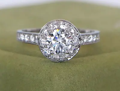 $14100 E VVS2  Van Cleef Arpels Platinum GIA Icone Halo Diamond Engagement Ring • $9850