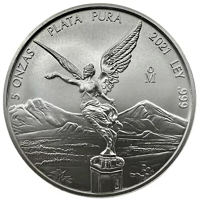 2021 Mo Mexico 5 Onza .999 Fine Silver Libertad In Capsule BU • $175.50