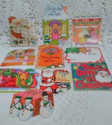 $13.95 • Buy 10 Vintage Christmas  Gift Tags Gummed Seals  Do Not Open 'til Christmas 
