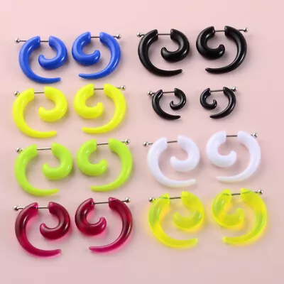 1Pair Fake Spiral Horn Earring Gauge Cheater Stretcher Ear Plug Piercing Acrylic • £3.39