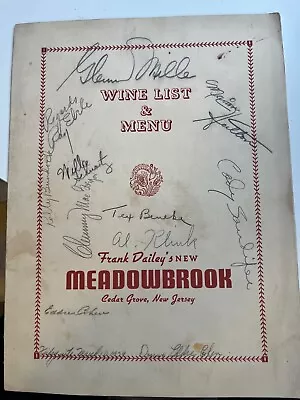 Glenn Miller Ray Eberle Tex Beneke Marion Hutton Band Autographed Menu • $1100