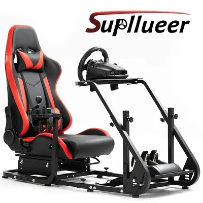 Supllueer Racing Simulator Cockpit Stand With Red Seat Fit Logitech G920  G29 • £279.99
