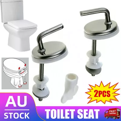 2x Toilet Seat Hinges Release Fitting Stainless Back To Wall Bathroom Quick Home • $17.95