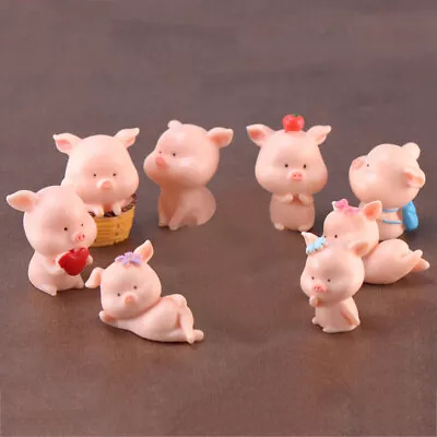8 PCS Resin Piggy Figurines DIY Craft Miniatures Micro Landscape Pig • £9.45