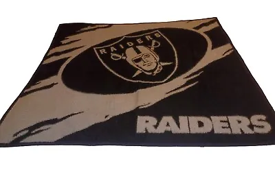 Vintage Biederlack Oakland Raiders Fleece Throw Blanket 54” X 48” • $30