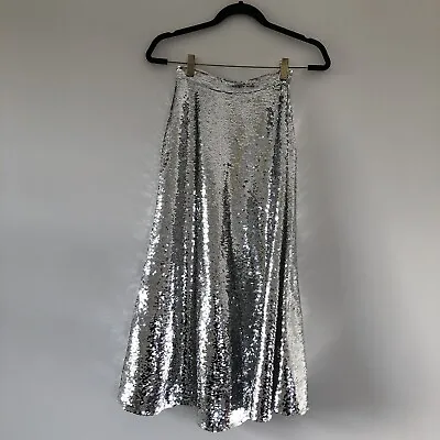 Olivia Rubin Silver Sequin Midi Skirt Size UK 4 BNWT Party Occasion • £65