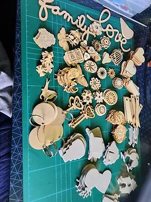 Mixed Laser Cut MDF Craft Shapes Wooden Embellishment Clear Out • £0.99