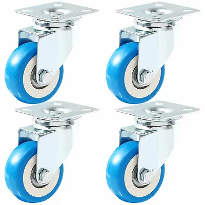 $18.99 • Buy Caster Wheels Swivel Plate Blue Polyurethane Wheels