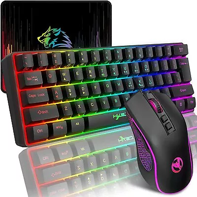 Wired Mechanical Feel Gaming Keyboard Mouse And Mat Set RGB Backlit For PC Xbox • $49.56