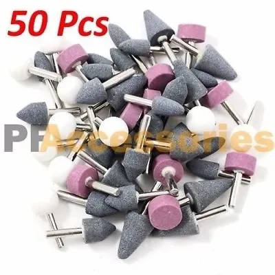 50 Pcs 1/8  Inch Assorted Mounted Stone Point Abrasive Grinding Wheel Bit Set • $15.50