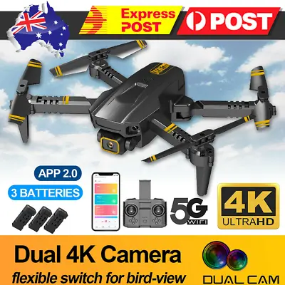 $44.80 • Buy 4K Drone With HD Camera Drones WiFi FPV Foldable RC Quadcopter W/3Batteries