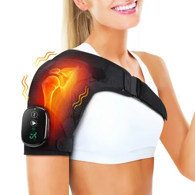 Electric Heated Vibration Shoulder Joint Pad Brace Therapy Massager Pain Relief • $39.95