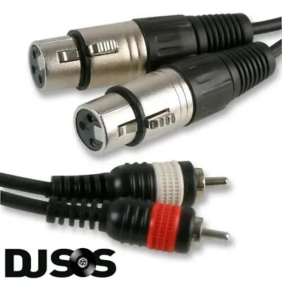 PULSE 0.3m 2x 3 Pin Female XLR To 2x Phono (RCA) Plug Signal Lead Audio DJ Cable • £10.49