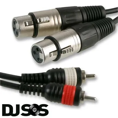 PULSE 6m 2x 3 Pin Female XLR To 2x Phono (RCA) Plug Signal Lead Audio DJ Cable • £13.87