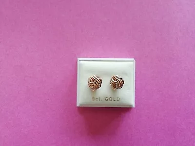 9ct Yellow Gold Celtic Love Knot Stud Earings Hallmarked.2.2 Gms Preowned.  • £62