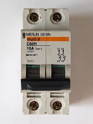 Merlin Gerin Schneider C60H Multi 9 10A MCB Circuit Breaker Double Pole 2 25602 • £12.95
