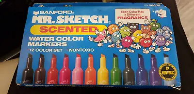 New Sanford Mr. Sketch Scented Water Color Markers 12 Color Set 1991 Vintage • $25