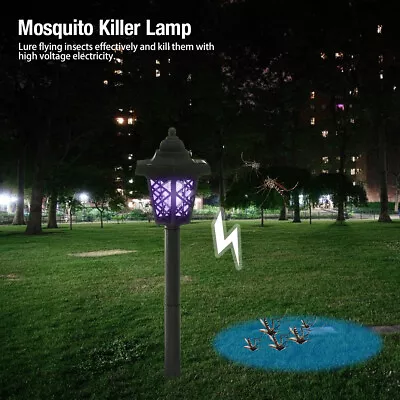 Solar Powered Outdoor LED Mosquito Lamp Fly Bug Insect Zapper Killer Trap Light • $6.99