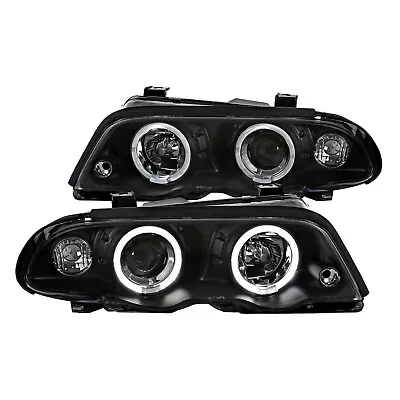 For BMW E46 3 Series 4Dr Black Halo Projector Headlights Driving Head Lamps Pair • $170.99