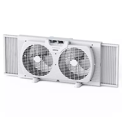 Shinic 9 In Dual Blade Extendable 3 Speed Window Fan W/ Remote Control - White • $31.72