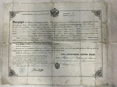 $150 • Buy Austro Hungarian Discharge Certificate 1862 Corporal Summer