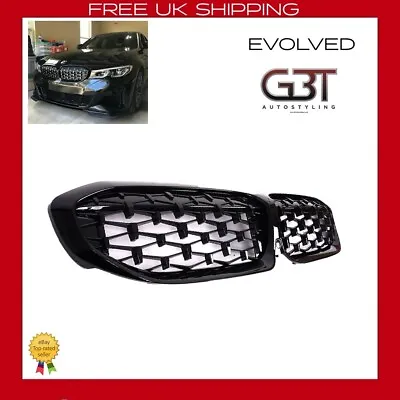 For Bmw 3 Series G20 Kidney Grill Grille Diamond Style Sport 2019+ Models Black • £44.99