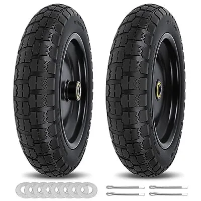13 Inch Flat Free Wheels Gorilla Cart Tires 4.00 6 Solid Replacement Hand Truck • $46.01
