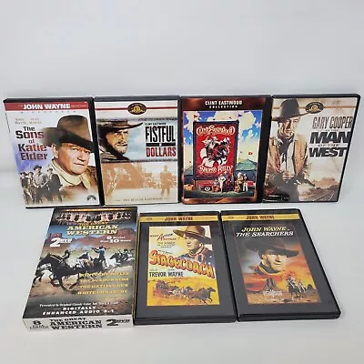 Clint Eastwood John Wayne DVD Western Lot 7 Movies Cooper Action Collection 99 • $29.94