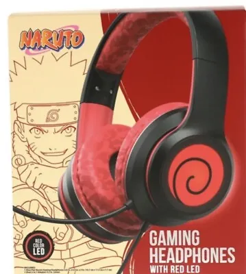NARUTO Gaming Headphones BLACK W/Red LED & Adjustable Microphone - HP-1207-BLACK • $24.98
