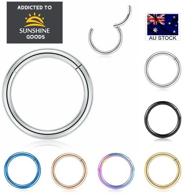 $3.50 • Buy Seamless Hinged Segment Sleeper Clicker Ring Hoop Ear Lip Nose Septum Piercing.