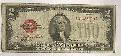 1928 E $2 Legal Tender Red Seal Note US Two Dollar 1928E Bill Fr. 1506 Vinson • $11