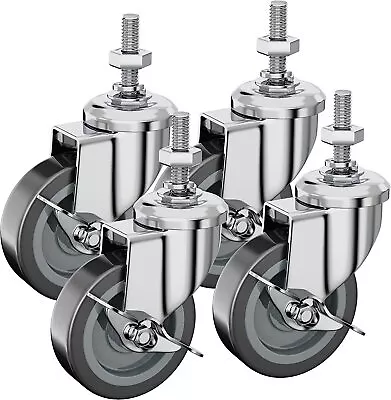 Houseables Caster Wheels 4PK 3 Inch Rubber Heavy Duty Metal Swivel Wheels • $25.99