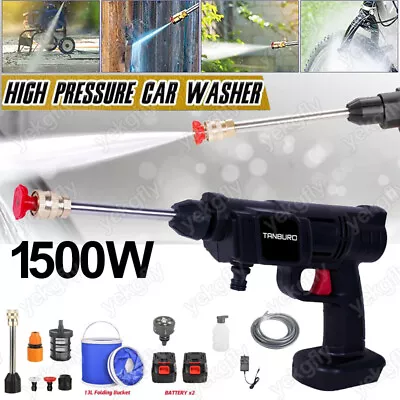 Cordless Car Pressure Washer Water High Power Jet Wash Cleaner Portable 2Battery • £13.29