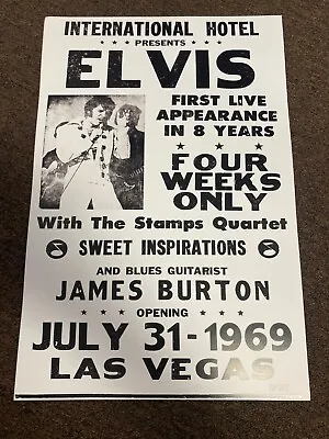 Elvis Presley 1969 Las Vegas International Hotel Promo Poster 12x18 • $7.99