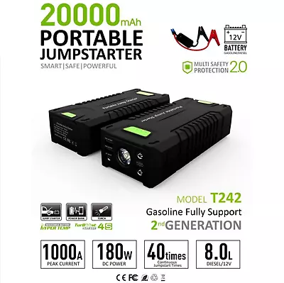 Portable Car Jump Starter Pack Support All Gas Vehicle Engine Up To 8.0 L Diesel • $226.59