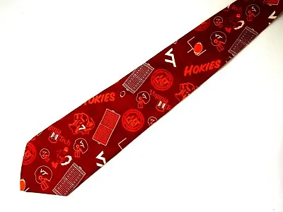 Virginia Tech Mens Necktie Tie Red Orange College Football Helmet Sport Silk 59  • $8.96