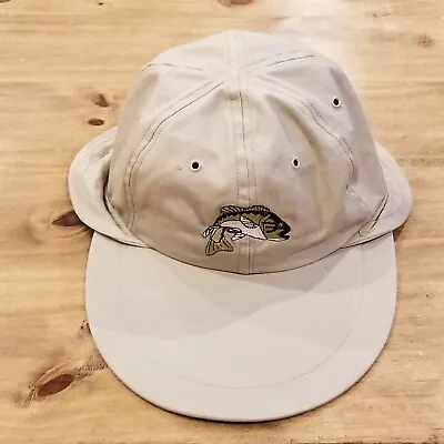 Vintage Fishing Hat Cap Size XL Beige Bass Embroidered Logo Neck Flap Wide Brim • $31.45