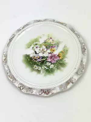 Vintage C.T. Germany Hot Plate Hand Painted Pink White Yellow Flowers Gold Trim • $12.95